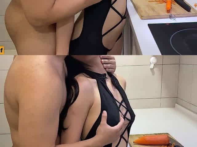 1st-hand experience my newly hired oriental maid's COCKING skills in the kitchen