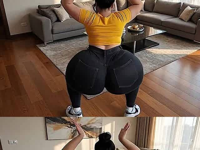 large ass in ebony jeans, this babe has a massive ass