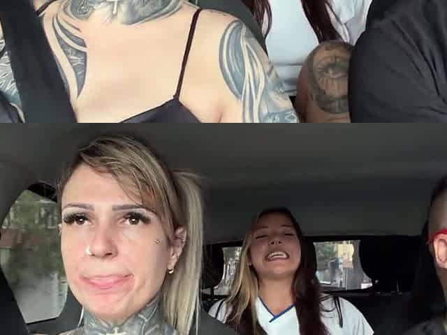 We picked up a teacher in front of the school! And took her to screw in the car.