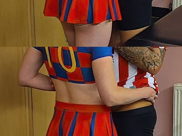 Cheerleader unfathomable mouths footballer