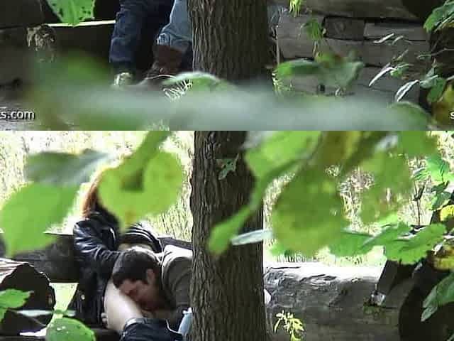Brunette in pink panties fingered at the forest (real voyeur)