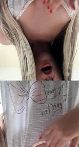 Hot blonde with big boobs solo