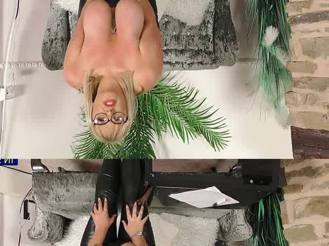 Mature Dee Melons plays with her big natural tits and toy-dildo