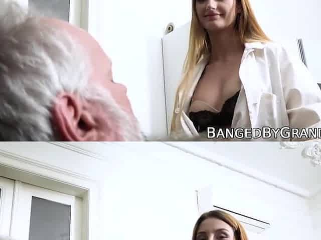 Young Doctor Babe Cures All Of Grandpas Issues With Pussy