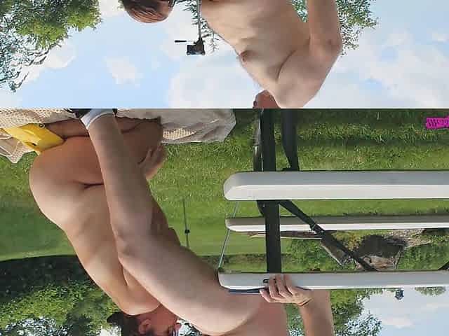 George Drops His Load Into Missy's Throat After Outdoor Oral