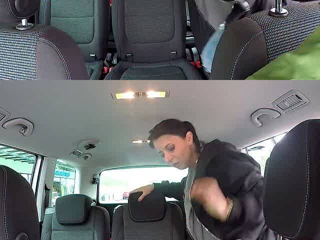 Large booty tattooed babe picked up and drilled in car