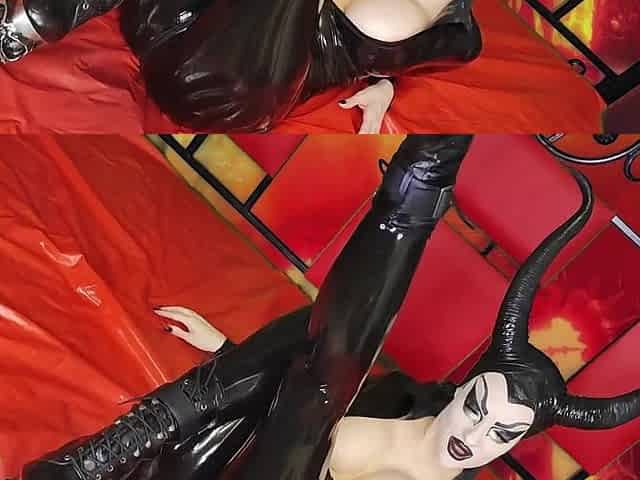 Satanic Black Latex Witch Summons Satan