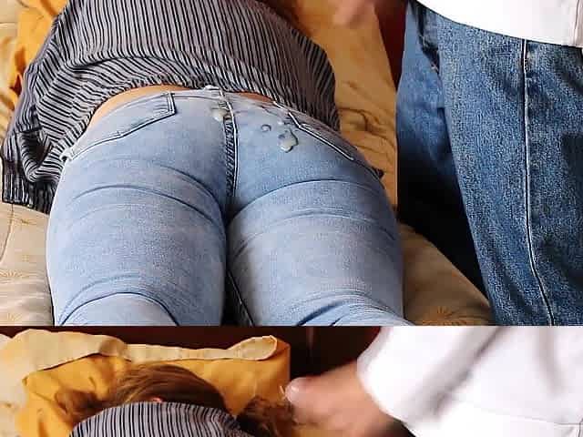 I love it when they cum in my booty with my jeans on, they fill me up with cum
