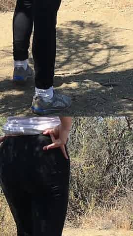 Shooting blonde creampie'd by personal trainer outdoors