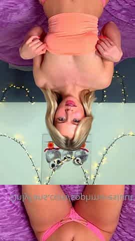 Blonde teen slut plays with a toy banana