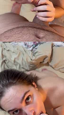 Naughty Wife Gives Blowjob Until She Gets Milk