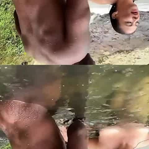 Outdoor interracial sex with nude BBW