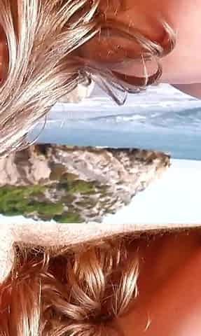 A slut with two soft breasts and blonde hair is ready for some ass fucking on the beach