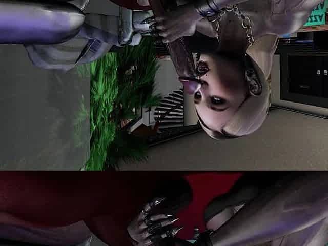 Second Life Ebony stud screws white woman vampire