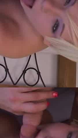 Blonde Babe Cock Sucker Slut Enjoys Huge Cock and Cums
