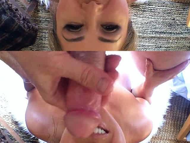 Bitch gives wam blowjob and handjob in pov scene