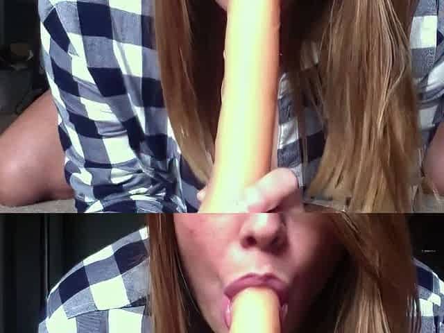 Hot Babe sucks and fucks a dildo for you