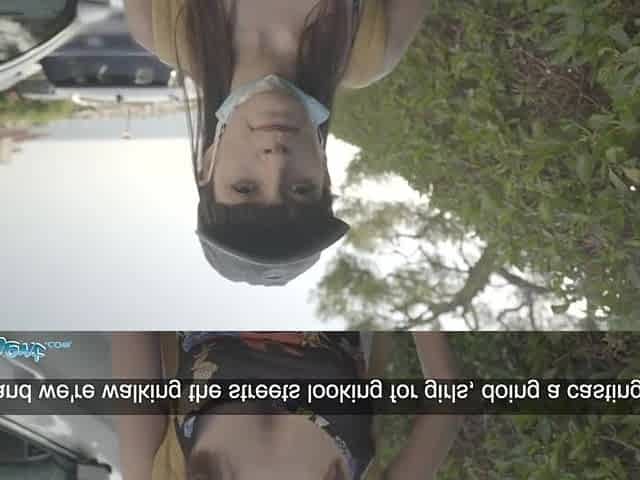 Public Agent Spanish Honey Caomei Removes her Mask for Knob