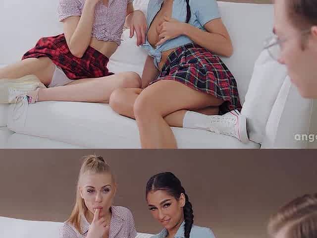 BEAUTIES.LOVE Fantastic models Bonnie Dolce and Kama Oxi getting banged by a fortunate nerd