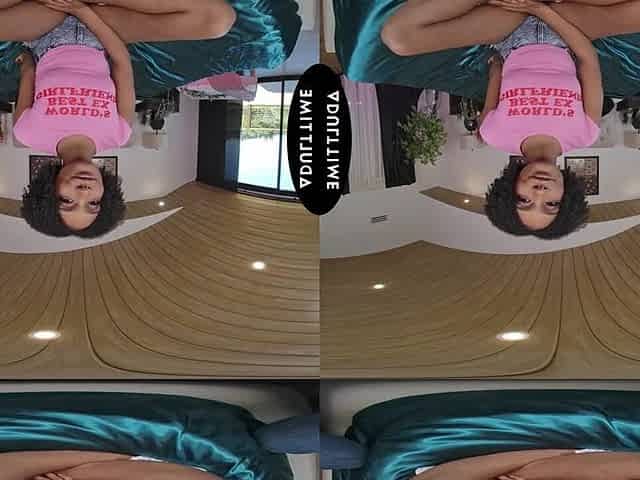 UP CLOSE VR - Nasty Tiny Brunette hair Addis Fouche Drops Shorts To Wildly Ride Your Large Knob POV