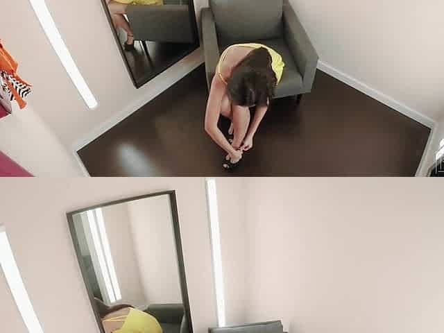 FITTING-ROOM Paula Shy caught in a underware store screwing her gaped snatch
