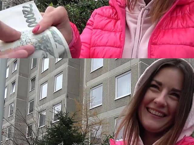 Amazing hard sex for money with a shy European babe in heats