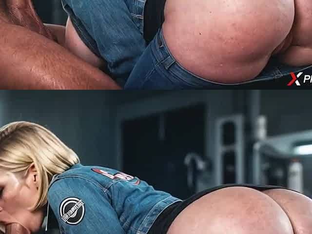 Android eighteen in latex shakes her fake melons whilst riding [AI]