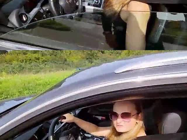 STROKING WHILST DRIVING?! PERVERT HITCHHIKER BRAVELY CUMS IN THE CAR!
