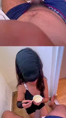 Best Blowjob with Butterscotch Ice Cream - She Loves to Suck Dick with Different Styles