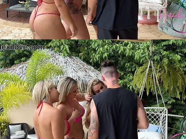 Reverse Gangbang! Stephanie, Alexa & I Drain Pool Boys Cock