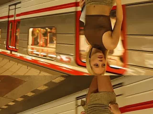 Emma public flashing in sheer top
