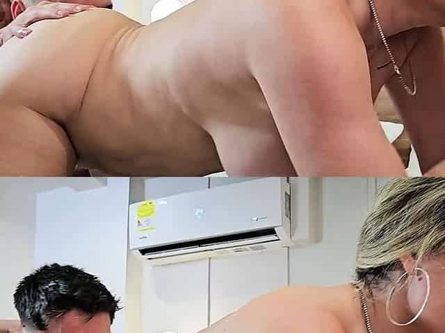 Stepmother Has a Rough Threesome with Her Stepson and His