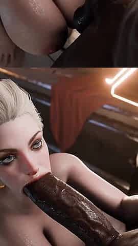 Office Nympho White Slut Thirsty for Cum Devours Her Lover's Enormous Black Cock - Deepthroat Blowjob & Swallows Every Drop