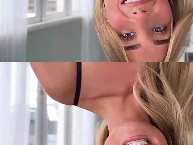 POV fuck with perfect fit Blonde babe on a sofa