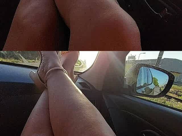 Horny Mature Stepmommy in Heels Teases Taxi Driver in the Car with Her Sexy Legs