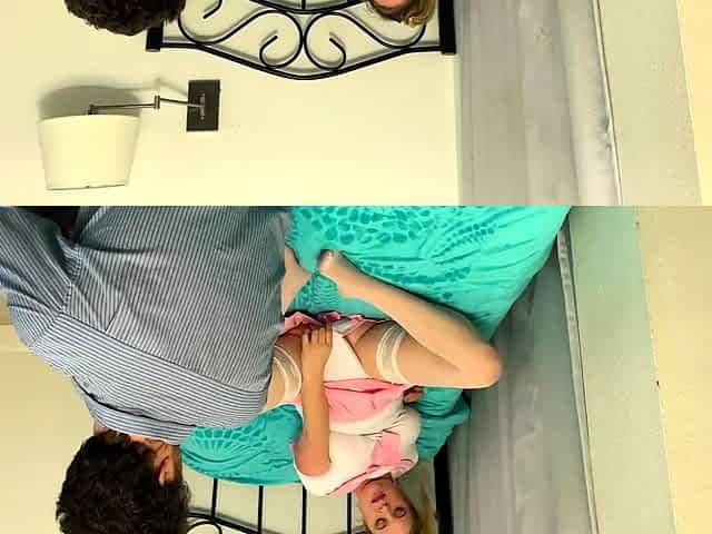 Stepdad uses his big dick to put stepdaughter to bed