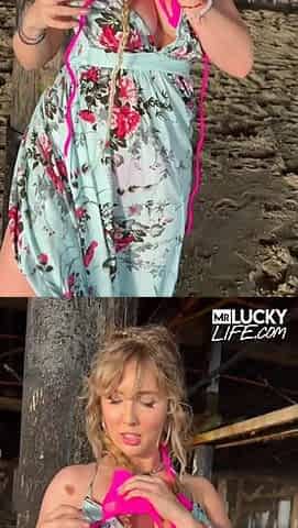Passionate blonde enjoys intense sensual outdoor pleasures