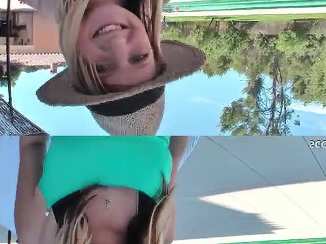 sweet blonde masturbates on the chair before her friend fuck her at the beach