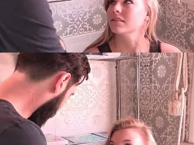 Step father gets blow job and sex from step daughter in bath