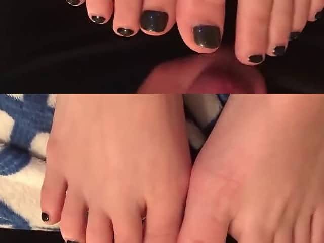 Cum on feet black toes