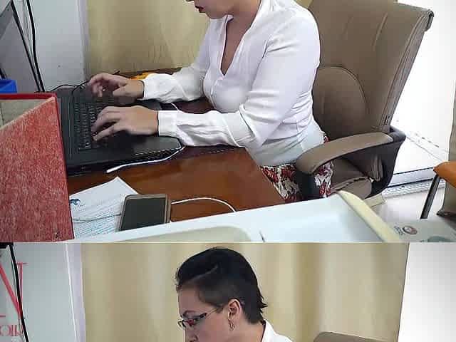 Woman secretary gets drilled with a vibrator.in the office FULL