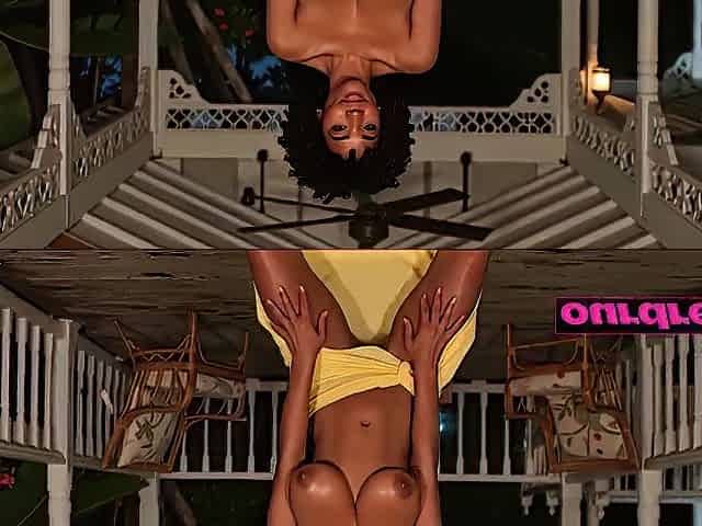 POV: Black Naika's Bare Enjoyment On The Caribbean Veranda (ai-generated)