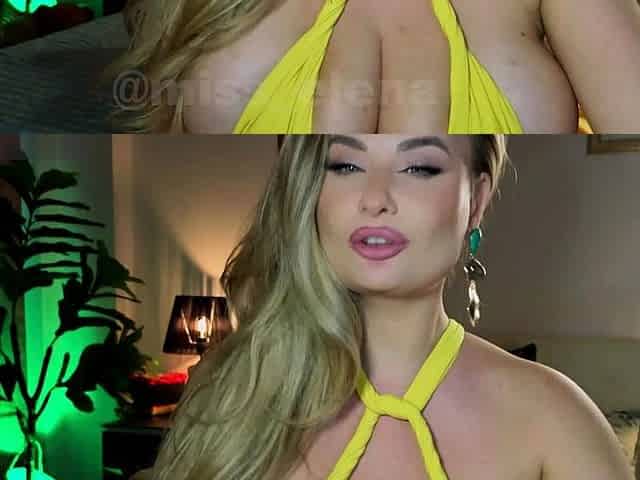 Blonde with big boobs fucked from behind before tit wanking