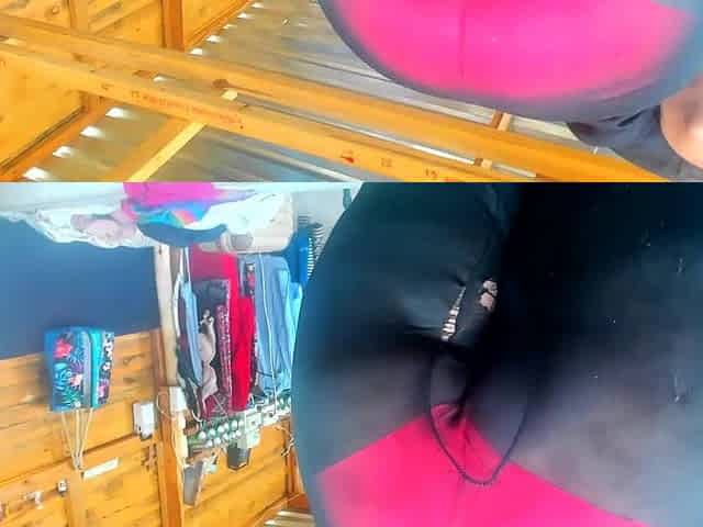 Large butt in ripped leggings, Panty fetish Black teaser...