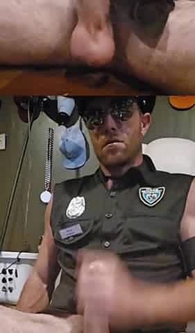 Officer Ed Banger solo masterbating