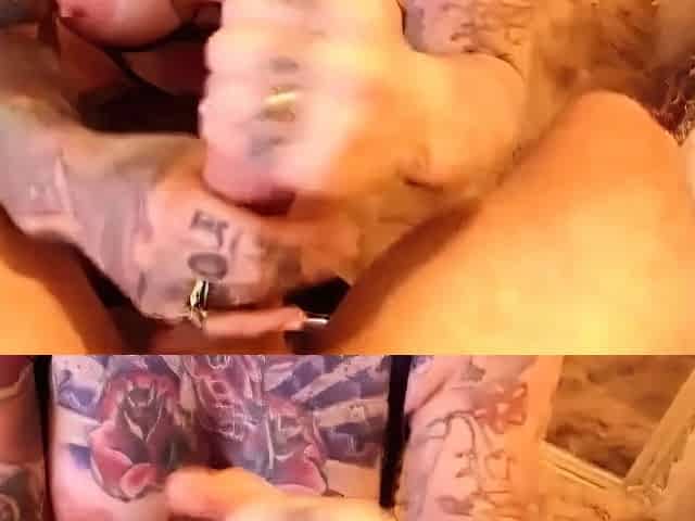Tattooed Blonde Deepthroats on Webcam