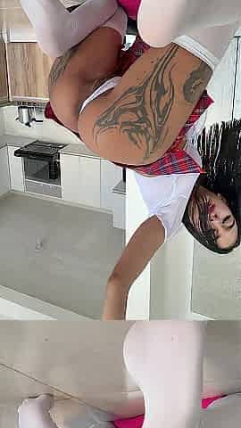 Colombian schoolgirl bangs her butt with large rod in advance of gonna her classes