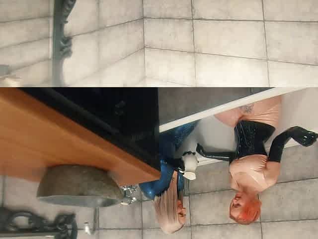 Bath Relax in Latex Rubber with Milk, Romantic Funny Fetish Video