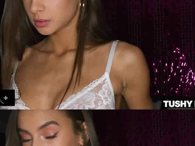 TUSHYRAW Tiny Brunette hair Vanessa gets her booty stretched out
