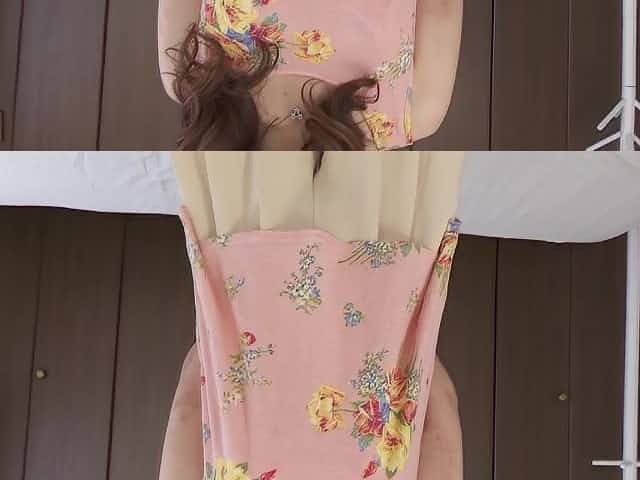 Graceful Asian teen flashing shaved twat